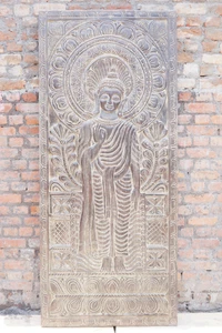 Vintage Shakyamuni Buddha Door Panel Wall Art Hand Carved Wall Panels DECOR 84