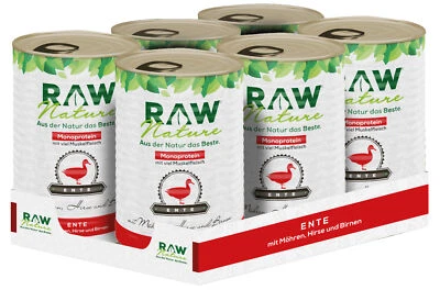RAW Nature Nassfutter Ente 6x400g – Vorratspack, Monoprotein, getreidefrei & ges - Bild 1 von 4