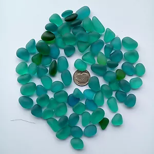 sea beach glass 20 pieces teal blue-green 12-18 mm lot bulk jewelry use - Picture 1 of 3