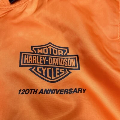 Chaqueta de bombardero Harley-Davidson 120 aniversario naranja para mujer mediana Foto 1 de 4