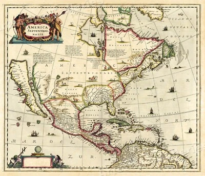 1630s “America Septentrionalis” Vintage Style American Map - 20x24 - Image 1 of 3