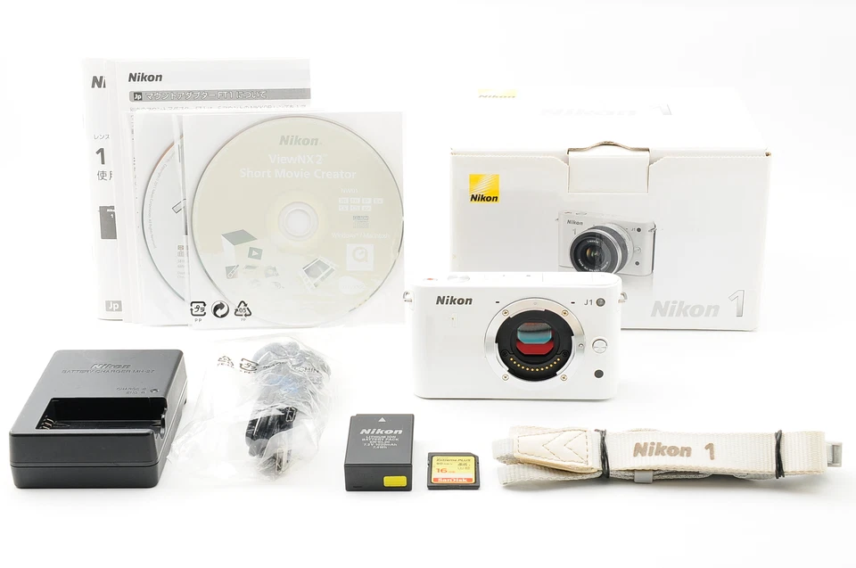 [Exc+5 in BOX] Nikon 1 J1 White Body 10.1MP Digital Mirrorless Camera From JAPAN - Image 1 of 4