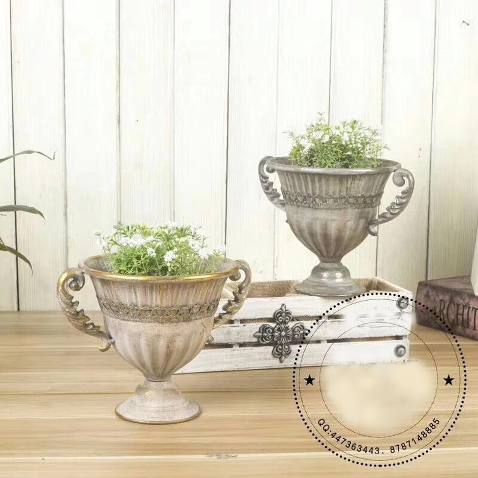 Pokal Amphoren Vase Blumenvase Antik Metall Vintage Deko Retro Design LN52-15 - Bild 1 von 1