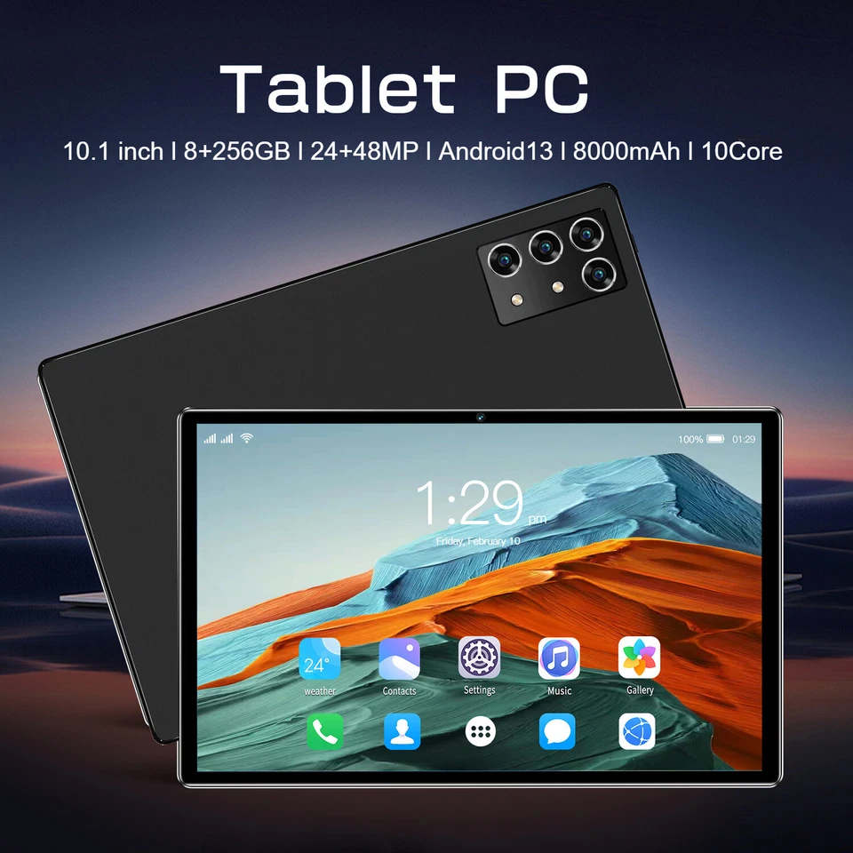 2025 S30Pro Tablet PC Android 13 8+256GB 8000mAh 24+48MP WiFi Tablet Pad Gifts - Image 1 of 4