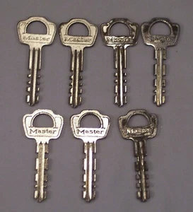 Vintage Master Lock Milwaukee Key 1-9/16” Skeleton Padlock Key Bag D Lot Of 7 - Picture 1 of 1