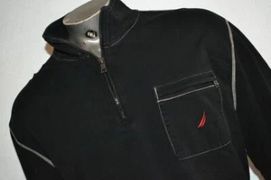 35985 Nautica Sweater Pullover Zipped Front Pocket Black Cotton Size 2XL Mens - Picture 1 of 8