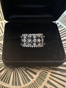 14 Karat Damenring Weißgold Saphir & Diamant - Bild 1 von 11