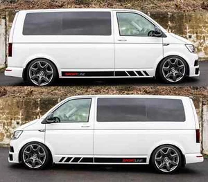 VW Transporter Side Stripe Decals Both Sides SWB LWB Sport Line Graphics 1 - Picture 1 of 4