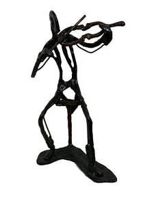 Abstract Art Sculpture Man Playing Violin Metal Handmade Copper tone Detail - Picture 1 of 12