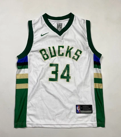 NIKE MILWAUKEE BUCKS ANTETOKOUNMPO #34 Basketball Jersey Shirt Size L Cover