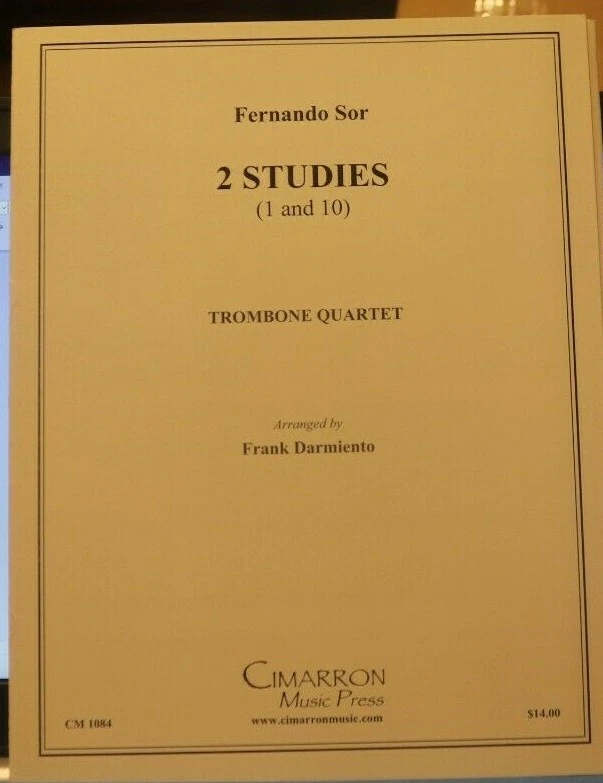 Trombone Quartet 2 Studies (1 & 10)  20 Studies for Guitar by Sur arr Darmiento - Image 1 of 4