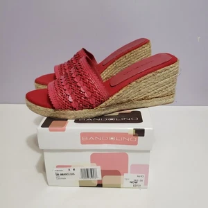Bandolino rote Leder Slipper Espadrilles Keilabsatz Damen Sandalen Größe 8M - Bild 1 von 11
