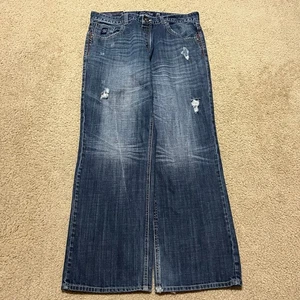 Parish Nation Y2K Baggy Skater Embroidered Acid Washed Jeans 36Wx32L - Picture 1 of 8