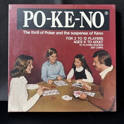 Vintage Pokeno Po-Ke-No Poker Keno Game 2-12 Jogadores NOVO ESTOQUE ANTIGO LACRADO - Imagem 1 de 4