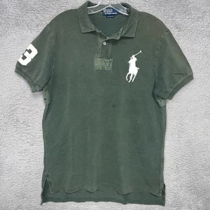 Polo Ralph Lauren Shirt Men's Sz L Green Rugby White Big Pony #3 Custom 2-Sided - Picture 1 of 11