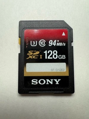 Sony 128GB SDXC Class 10 UHS-1U3 up to 94MBs Memory Card Tested Working Clear - Image 1 of 3