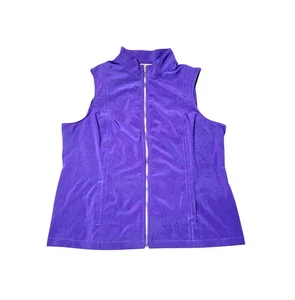 WEEKENDS by CHICO'S Púrpura Cremallera Completa Top Chicos 3 XL 16 Chaleco Bolsillos Cuello Simulado - Imagen 1 de 9