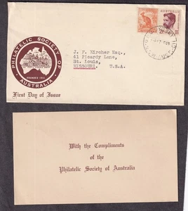 Australien 1954 Gütesiegel Cover Komplimente der Philatelic Society of Australia - Bild 1 von 1