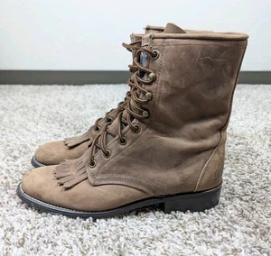 Botas Laredo Para Mujer Talla 8 M Cuero Marrón Con Cordones Roper Vaquero Occidental - Imagen 1 de 8