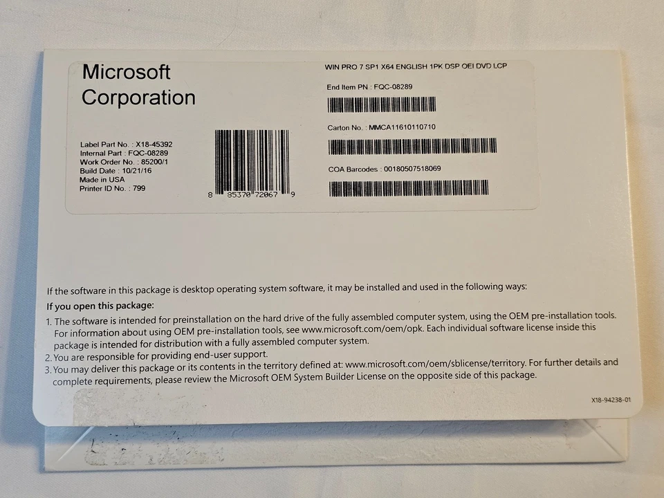 DVD de instalación multimedia Microsoft Windows 7 PRO SP1 x64 con código de activación - P3C Foto 1 de 3
