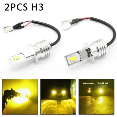 High Performance H3 CSP LED Fog Light Conversion Kit 80W 2000LM 3000K Yellow - Image 1 of 4