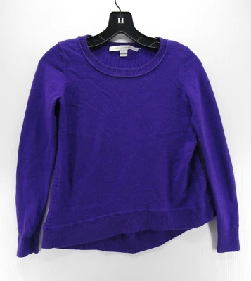 Suéter feminino Diane Von Furstenberg PP Petites cashmere roxo pulôver gola redonda - Imagem 1 de 4