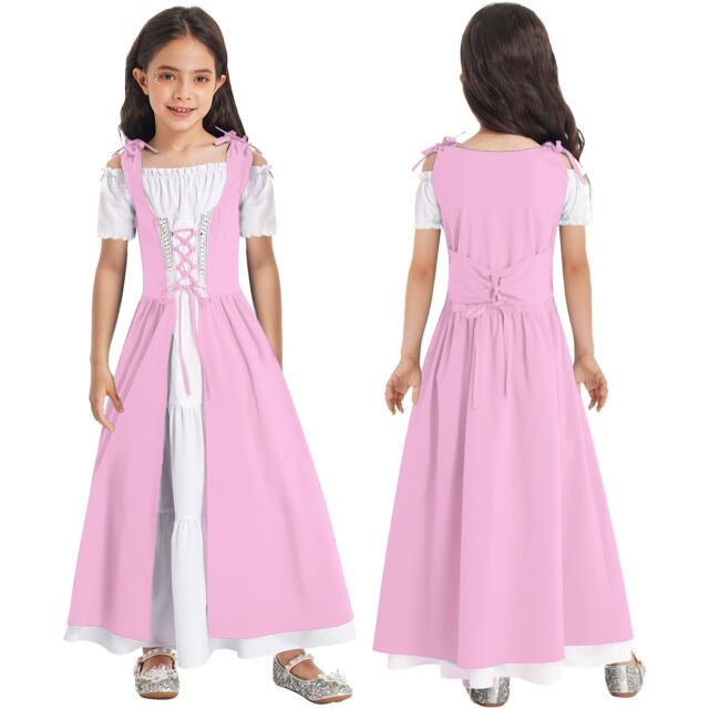 Vestido medieval para niñas, disfraz de cosplay renacentista, vestido de  bruja con capucha, disfraz retro medieval para niños