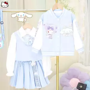 Kawaii Cinnamoroll Girl Jk Uniform Set Sanrios Anime Cotton Cartoon Blue Jacket - Picture 1 of 31
