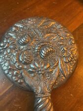 Victorian  Heavily Floral. Antique Silverplate Hand Mirror