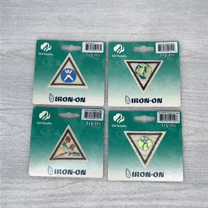 Girl Scout Brownies Try-Its Patches, Lot of 4, Brown Boarders Triangle NEW NWT - Picture 1 of 7