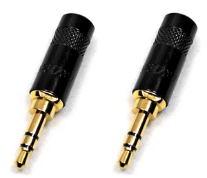 (2) Zwei Original REAN NYS231BG 3,5 mm 3-polig 1/8" Stereo gold/schwarz Kopfhörerstecker - Bild 1 von 7