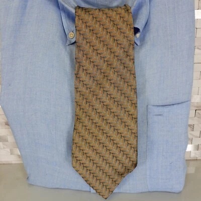 CLAIBORNE Corbata para el Cuello Para Hombres Beige Tostado Rayas Seda Traje Sólido Simple Rústico AMPLIO Foto 1 de 4