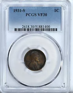 1931 S Lincoln Wheat Cent VF30 PCGS Graded Coin Penny Very Fine 2618 00 - Picture 1 of 2