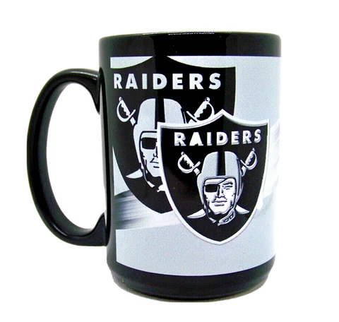 Raiders Las Vegas Oakland NFL 3D Graphic 2632 Ceramic Coffee Cup Mug 15 oz Black Cover