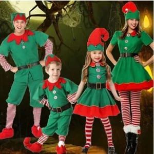 Enfant Adulte Tenues assorties de famille Vert Vêtements Cosplay - Foto 1 di 16