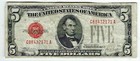 SERIES 1928E Small $5 UNITED STATES RED SEAL NOTE! A Solid VF.