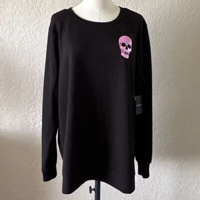 Sudadera Torrid Calavera Gráfica Cuello Redondo Talla Grande 2 Suave Vellón Moda Antigua Foto 1 de 4