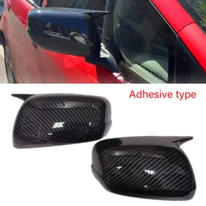 2X Carbon Fiber Look Rearview Mirror Cover Trim Cap For 2009-2013 Honda Fit/Jazz - Foto 1 di 11