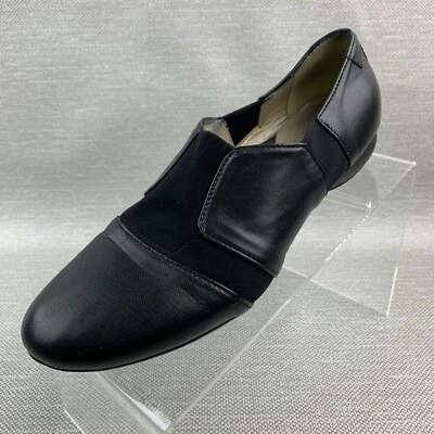 Mocasines Taryn Rose Cuero Negro/Textil Redondos Sin Cordones Tacón Bloque Zapatos Talla 7B Foto 1 de 4