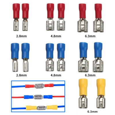 100/50pcs Female&Male Spade Insulated Connector Crimp Electrical Wire Terminal - Image 1 of 4
