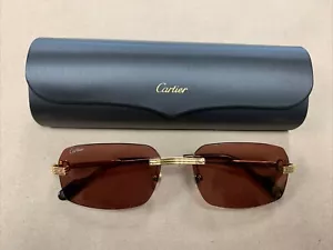 Occhiali da sole uomo Cartier CT0271S 004 Cat2 montatura tono oro rettangolari senza montatura - Foto 1 di 14