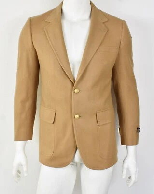 NWT NOS Vintage JOHN ALEXANDER Camel Gold Button Felted Wool Blazer USA 39R - Image 1 of 4