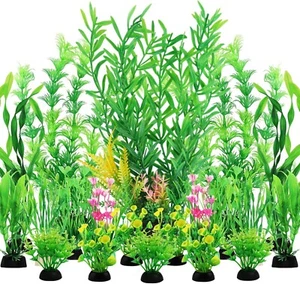 Fish Tank Plants, QUOZUO 20pcs Aquarium Decor Green Plants Artificial Aquarium - Picture 1 of 7