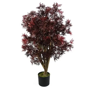 Árbol Aralia Rojo Artificial Resistente a los UV Exterior 120cm - Planta Realista por Hoja - Imagen 1 de 5