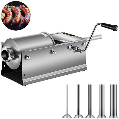 VEVOR 3L Sausage Stuffer Filler Maker Meat Machine Horizontal With 4 Nozzles • 105.36£