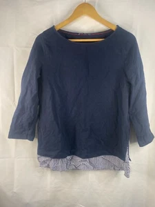 Tommy Hilfiger Twofer Jumper Womens Large Navy 3/4 Sleeve Casual Pullover - Picture 1 of 13