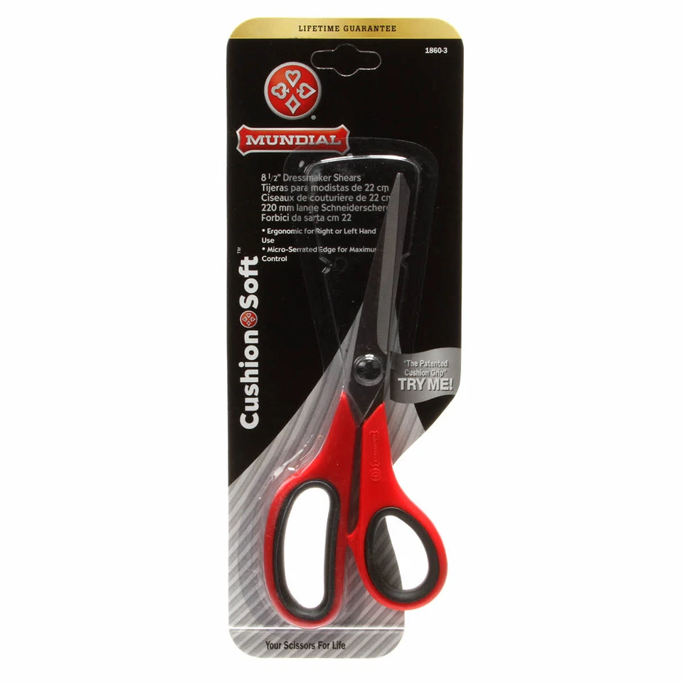 Mundial Cushion Soft 8 Inch Sewing Shears Red and Black 1860-3 - Image 1 of 1