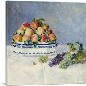 Still Life with Peaches and Grapes 1881 Canvas Art Print Pierre-Auguste Renoir - Picture 1 of 11