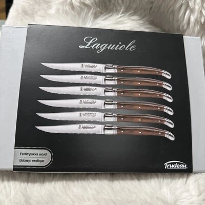 Trudeau Maison Laguiole Wood Handle Steak Knives Set Of 6-Brown & Gray — 第 1/4 张图片