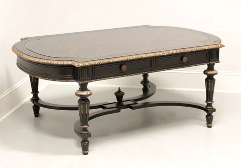 MAITLAND SMITH French Napoleon III Ebonized Reverse Painted Coffee Table Cover